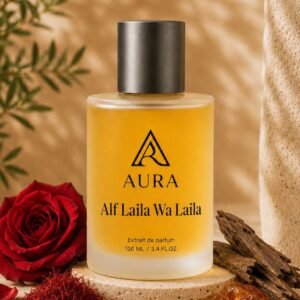 عطر أورا ألف ليلة وليلة AURA Alf Laila Wa Laila – عطر رجالي شرقي فاخر بنفحات العود والزعفران والعنبر