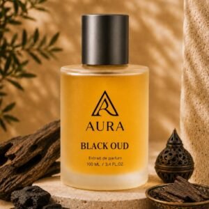 عطر أورا بلاك عود AURA Black Oud – عطر رجالي فاخر بنفحات العود والبخور والعنبر