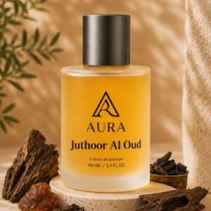 عطر أورا جذور العود AURA Juthoor Al Oud – عطر رجالي فاخر بنفحات العود والعنبر والأخشاب الشرقية