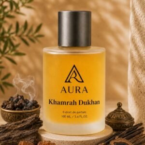 عطر أورا خمرة دخان AURA Khamrah Dukhan – عطر رجالي فاخر بنفحات الأخشاب المدخنة والتوابل والعنبر