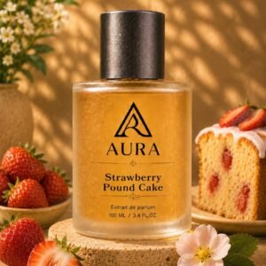 عطر أورا ستروبيري باوند كيك AURA Strawberry Pound Cake – عطر نسائي حلو بنفحات الفراولة والكريمة والفانيليا