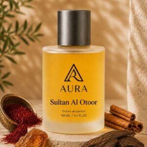 عطر أورا سلطان العطور AURA Sultan Al Otoor – عطر رجالي فاخر بنفحات الزعفران والعود والعنبر